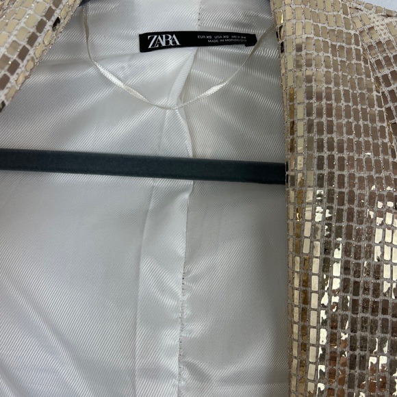 ZARA | Sequin Sparkly Gold Double Breasted Blazer Mini Dress New Years Event S - Picture 15 of 15